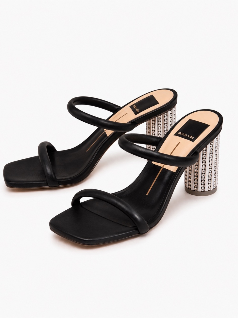 Dolce Vita Black Rhinestone Heal Sandals | Block Heels| Woman’s 8